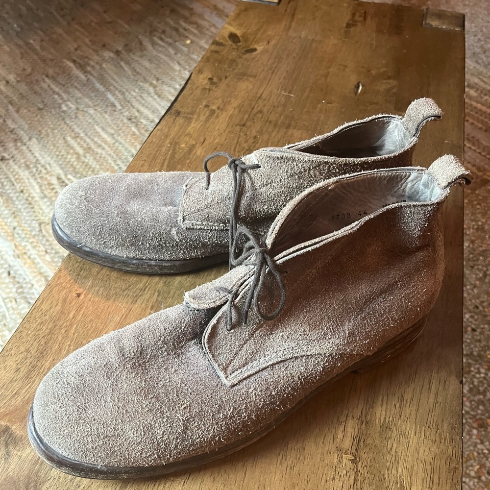 Gray Chukka Boots with Suede Finish and Moccasin Toe